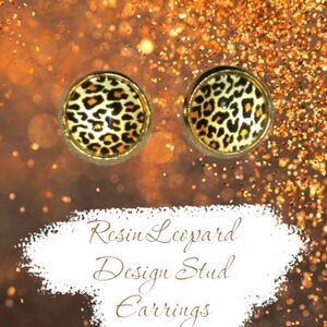 Handmade Resin Leopard Studs